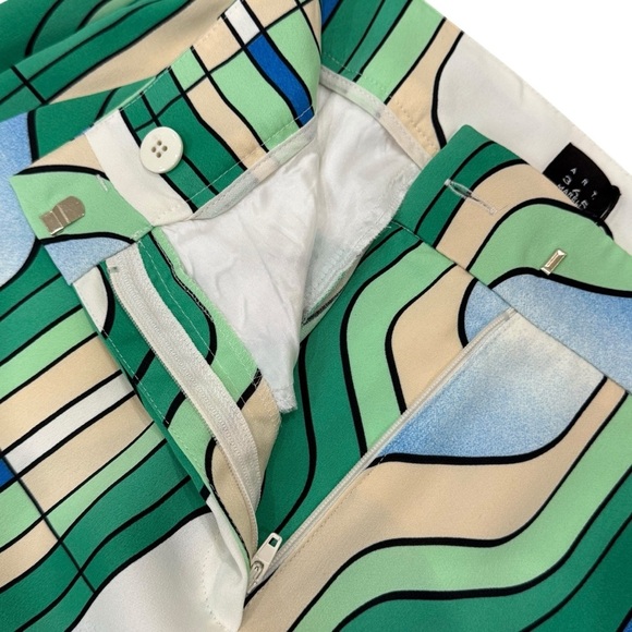 Marella By Max Mara Addirsi Trouser Women's US 10 Bright Green Crepe Geo Print - Picture 10 of 16